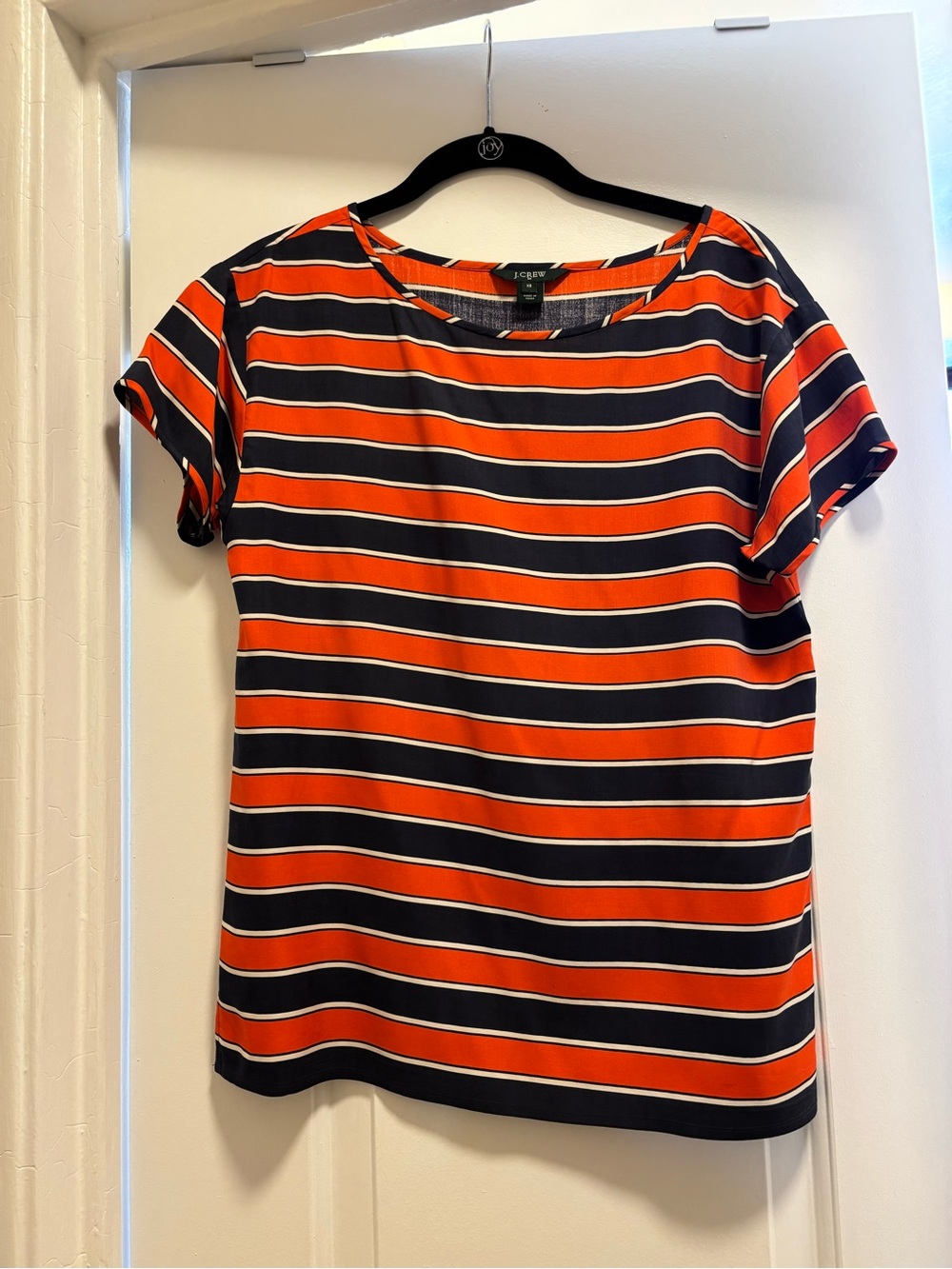 J. Crew Factory 100% Silk Striped Short-Sleeve Tee